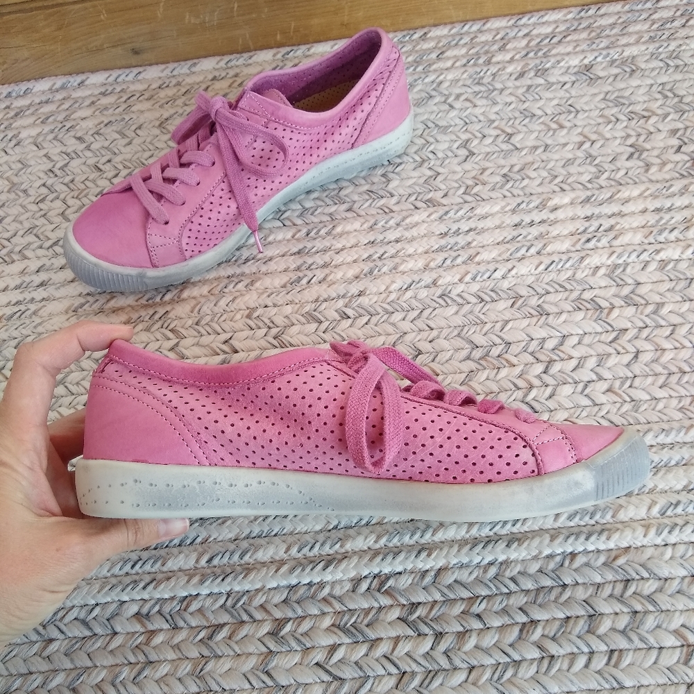 FLY London Softinos Pink Ica Leather Sneaker Womens size 7.5 / 8 - Picture 4 of 11